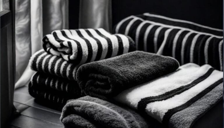 black and white bath towels