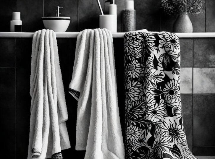 black and white bathroom towels