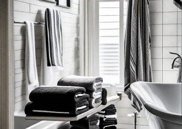 black and white bath towels in 2024